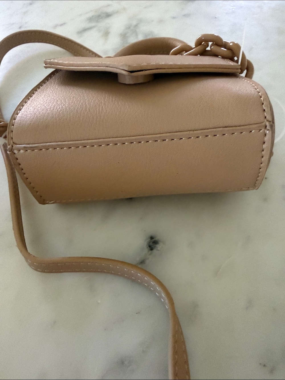 Madden Girl Tan Mini Top-Handle Crossbody with Chunky Chain - Picture 2 of 6